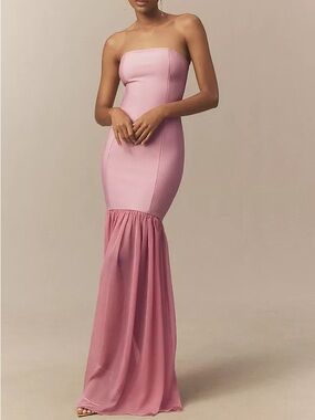 Elliatt Kristel Strapless Corset Drop-
Waist Chiffon Maxi Dress
